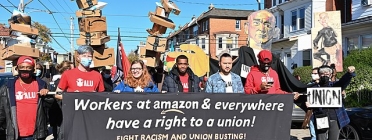 Persones treballadores d'Amazon en una protesta a Filadèlfia, als Estats Units. Font: Joe Piette (Wikimedia Commons)