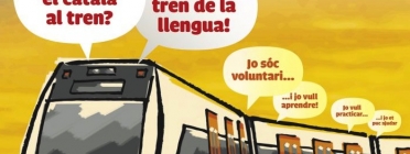 La iniciativa "El Tren de la llengua" promou les parelles lingüístiques als trens Font: Plataforma per la Llengua