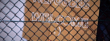 Eslògan de benvinguda als refugiats Font: 