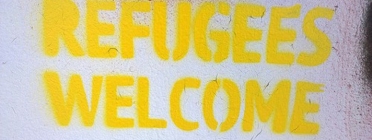 Pintada reivindicant l'acollida de persones refugiades. Font: http://concordeurope.org/ Font: 