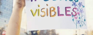 Som visibles. Imatge del GIF de la crida "Sóc lesbiana. Sóc visible". Font: Plana web de Xarxa Feminista Font: 