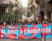 Manifestació per l'habitatge cooperatiu en cessió d'ús. Font: XES (Xarxa d'Economia Solidària)