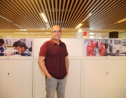 Òscar Barbero a les instal·lacions de Creu Roja a Barcelona, poc després de l'entrevista. Font: Ignasi Robleda