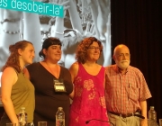 Aitana Ralda, Yolanda Fresnillo, Liz Castro i Arcadi Oliveres a la presentació de l'audiosèrie Font: Aixeta.cat