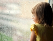 Nena mirant per la finestra. Font: Consorci d'Acció Social de la Garrotxa Font: 