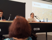 Irene Borràs, en una intervenció al 3r Congrés Congrés Català de l'Associacionisme i el Voluntariat. Font: Twitter