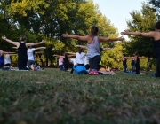 Persones fent ioga en un parc. Font: Pexels - Rui Dias 
