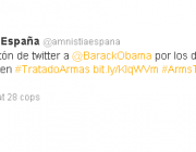 Tuit d'Amnistia Internacional Espanya fent crida a la ciberacció Font: 