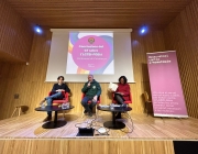 Albert Carrasco (esquerra), Eugeni Rodríguez (mig) i Susanna Segovia (dreta) durant la presentació de la radiografia de l'estat de la LGTBI-fòbia a Catalunya del primer trimestre del 2023 al Centre LGTBI de Barcelona. Font: Colectic. Font: Colectic