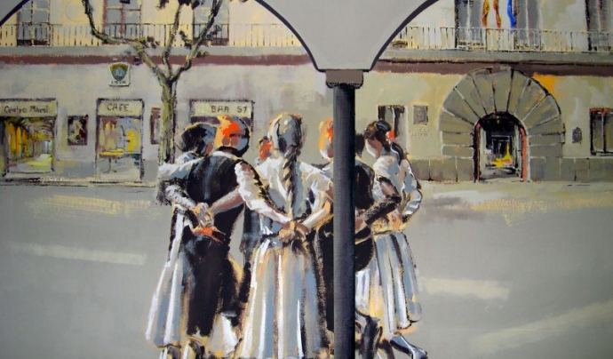 Imatge del Centre Moral d'Arenys de Munt, pintura del mural.