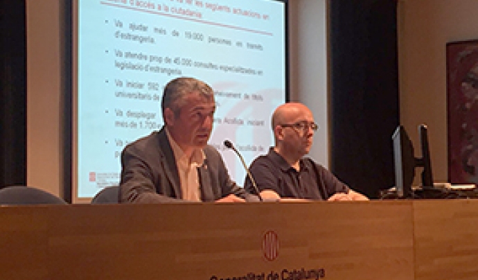 El secretari d'Igualtat, Migracions i Ciutadania, Oriol Amorós, durant la presentació de l'informe d'actuació del primer semestre del 2017 Font: Generalitat de Catalunya