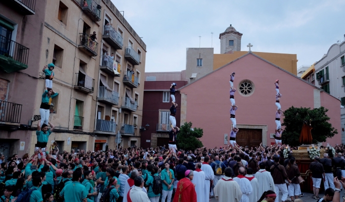 Salutació de les colles castelleres de la ciutat a Sant Magí. Font: Laia Marin