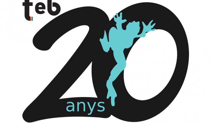 Logotip dels 20 anys de l'Associació per a Joves TEB