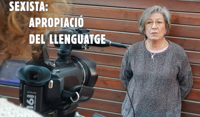 Gravant l'entrevista a Teresa Sanz, professora de literatura jubilada i activista de Ca La Dona Font: No Afluixis la Llengua