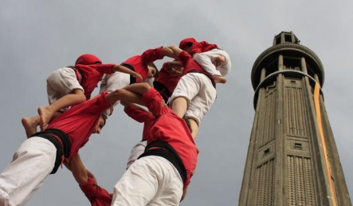 Castellers durant una actuació a l'Aplec 2011 celebrat a Grenoble (França) Font: 