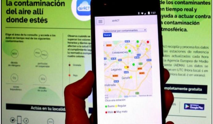 L'app permet estar informats de la contaminació de l'aire en temps real i fer-ne difusió  Font: Ecologistes en acció 