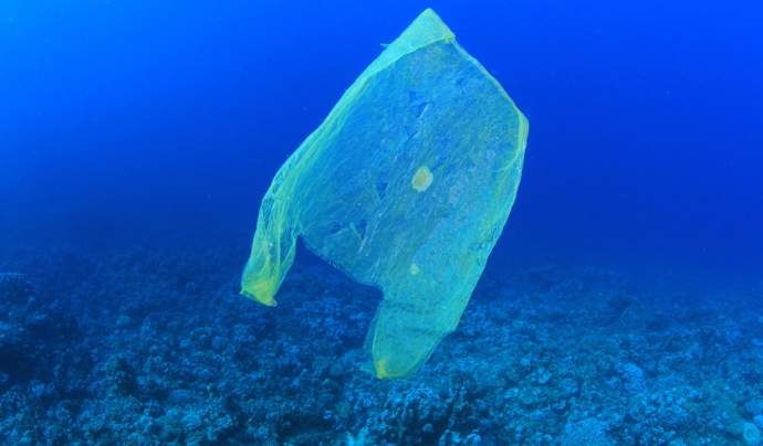 Bossa de plàstic al mar. Font: Wikimedia