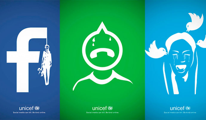 Campanya d'UNICEF de ciberassetjament a les xarxes socials. Font: UNICEF