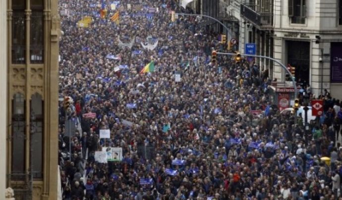 Manifestació a Barcelona demanant al Govern l'acollida de persones refugiades. Font: Anticapitalistes