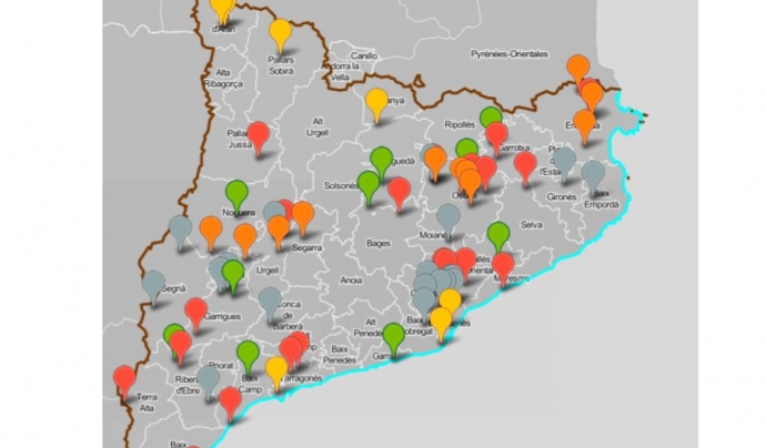 L'anomenat "mapa de les merdes" recull conflictes ambientals a Catalunya Font: Els culs de Catalunya