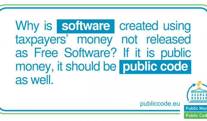 Argument de la campanya Public Money, Public Code Font: Free Software Foundation Europe