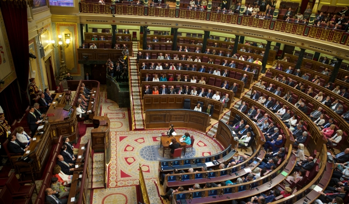 Congrés dels Diputats amb els diputats i diputades presents al ple. Font: Wikipedia