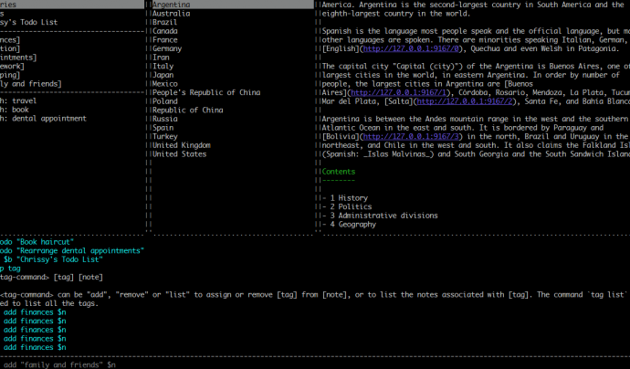 Captura de pantalla de la versió per terminal de Joplin Font: Joplin