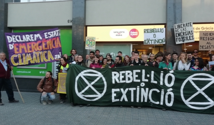 La primera acció del grup Extinció o Rebel·lió ha estat dirigida als mitjans de comunicació  Font: @formenteril