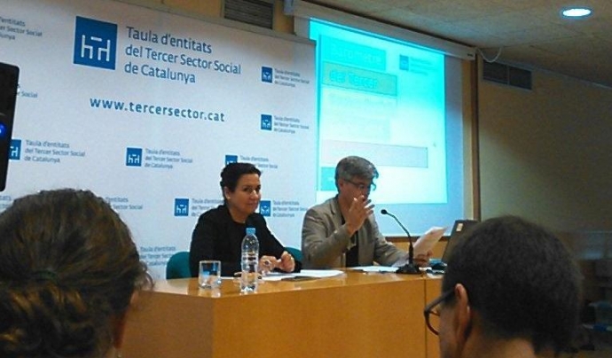 Toni Codina i Àngels Guiteras durant la presentació del Baròmetre del Tercer Sector Social - Font: ABD ONG