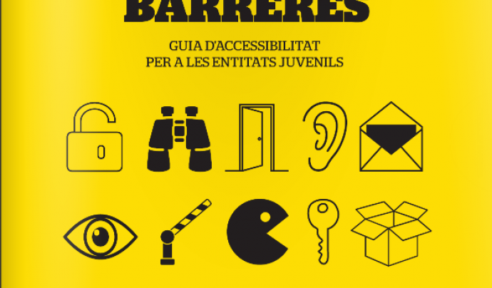 La portada de la guia "Trenquem barreres", elaborada pel Consell de la Joventut de Barcelona i el Grup de Treball de la Diversitat Funcional.  Font: 