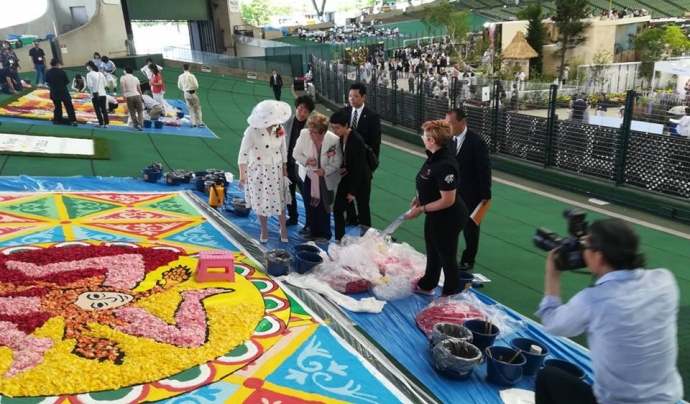 La catifa a Tòquio s'ha fet en el marc de l'Infiorat World Rose Carpet Font: Federació Catalana de Catifaires