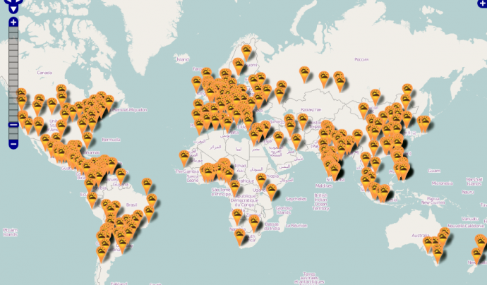 Mapa dels actes per el Dia per la Llibertat de Programari Font: 