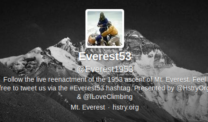El compte @everest53 està narrant la primera ascensció a l'Everest Font: 