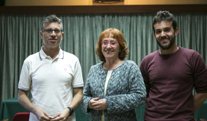 Jordi Albaladejo, Amàlia Bosch i Guillem Puig són autors de publicacions històriques d'ateneus. Font: Toni Galitó