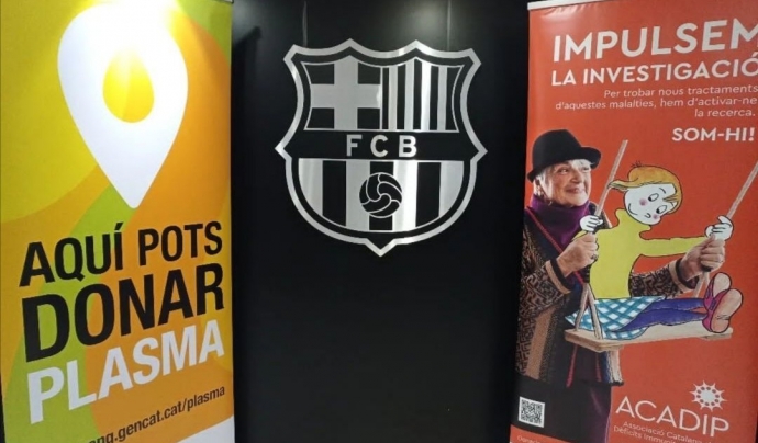 Campanya de donació de plasma amb la fundació FCBarcelona.  Font: Twitter @ACADIP