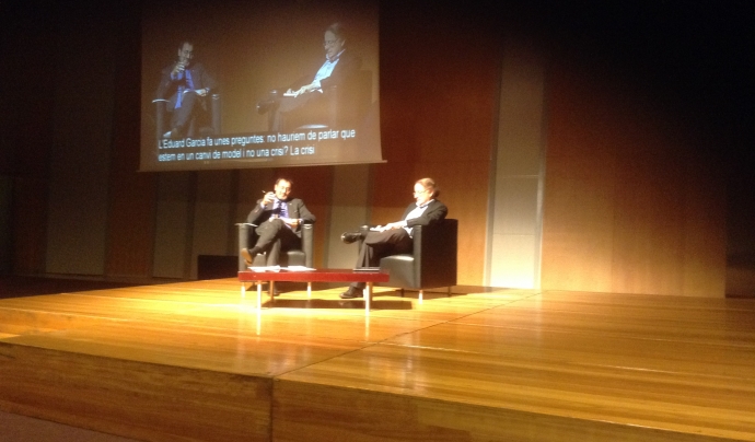 Josep Ramoneda i Xavier Graset en un moment de la Conferència Font: 
