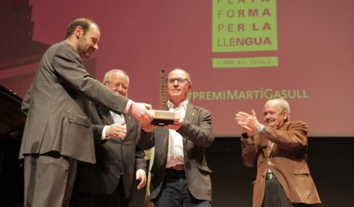 Acte de lliurament del Premi Martí Gasull l'any 2015. Font: Plataforma per la Llengua