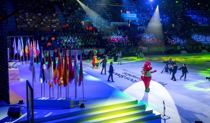 Un moment de la cerimònia inaugural dels Jocs Special Olympics al Palau d'Esports de Granollers. Font: Ajuntament de Granollers