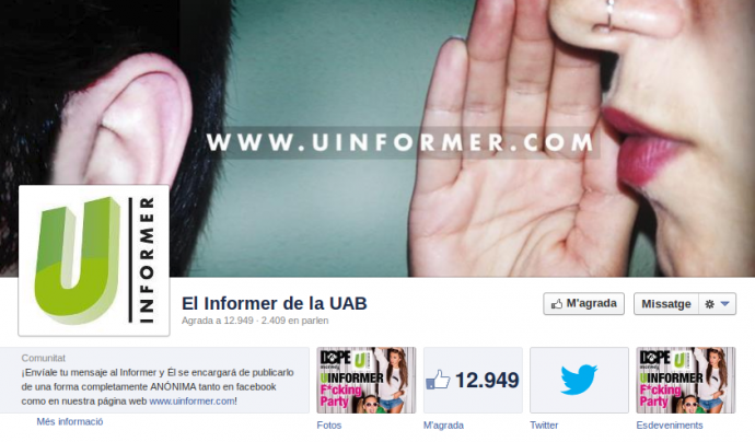 Una pàgina "Informer" existent a Facebook Font: 
