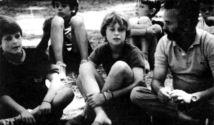 Joaquim Franch en un campament als Aiguamolls de l'Empordà, l'estiu de 1984. Font: 