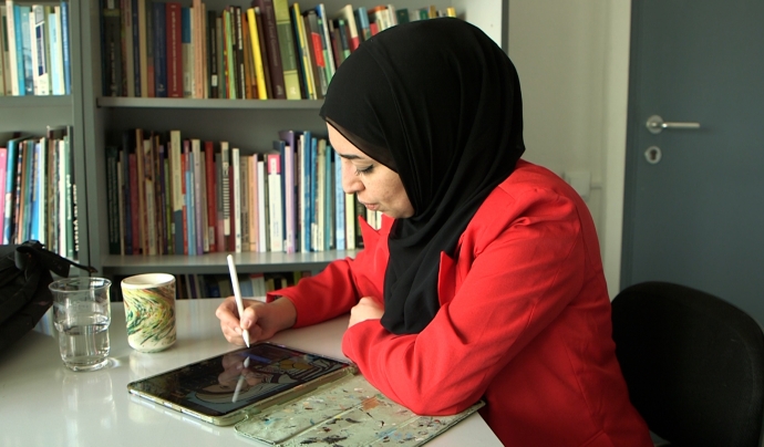 Ajjawi és una de les primeres dones palestines que es dedica a l'art, al grafiti en concret, i ha promogut l'empoderament femení. Font: Marta Catena