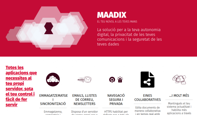 MaadiX és una eina que et permet habilitar amb un clic aplicacions de codi obert en un servidor propi Font: Maadix
