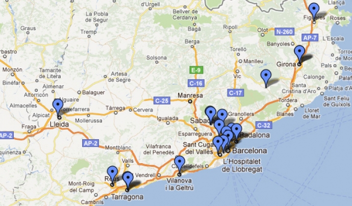 Mapa d'oficines de voluntariat de Catalunya Font: 
