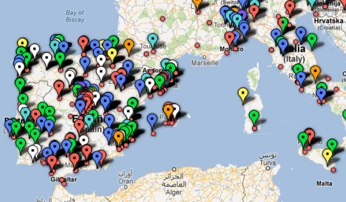 Part del mapa col·laboratiu de retallades en cultura als països europeus Font: 