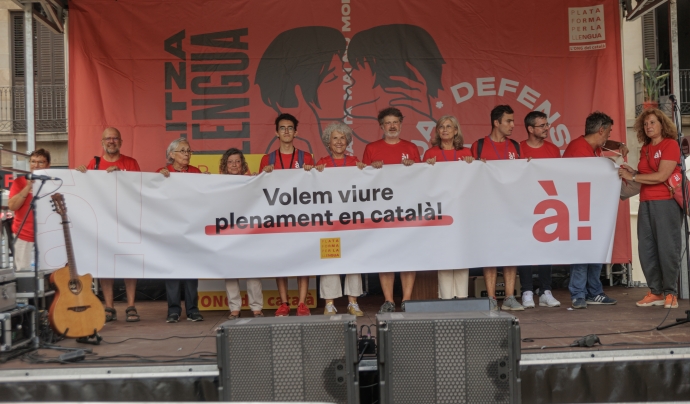 Una imatge de l'acte de la Plataforma per la Llengua de la Diada Nacional de Catalunya de 2022. Font: David Melero