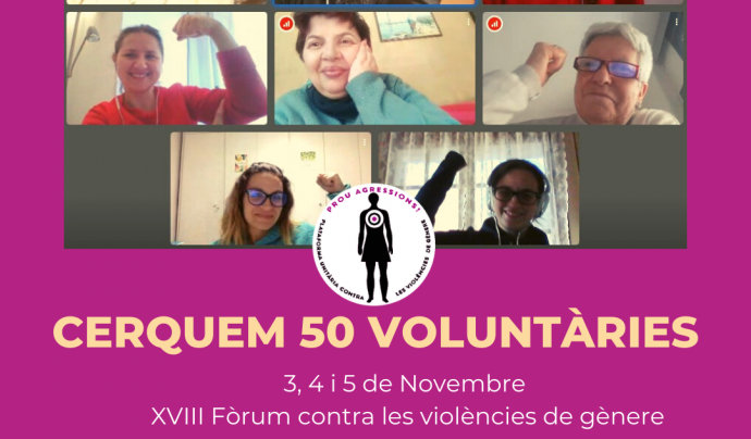 Cartell de les jornades contra la violència de gènere per animar les persones voluntàries. Font: Plataforma Unitària contra les Violències de Gènere 