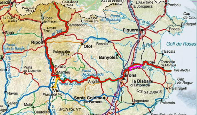 Mapa de la ruta del Ter / Font: Ruta del Ter Font: 