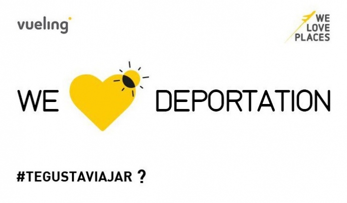 Imatge de protesta contra Vueling i la política de deportacions. Font: Twitter