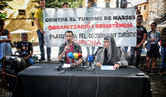Roda de premsa de presentació de la Plataforma pel Decreixement Turístic Girona. Font: Cedida