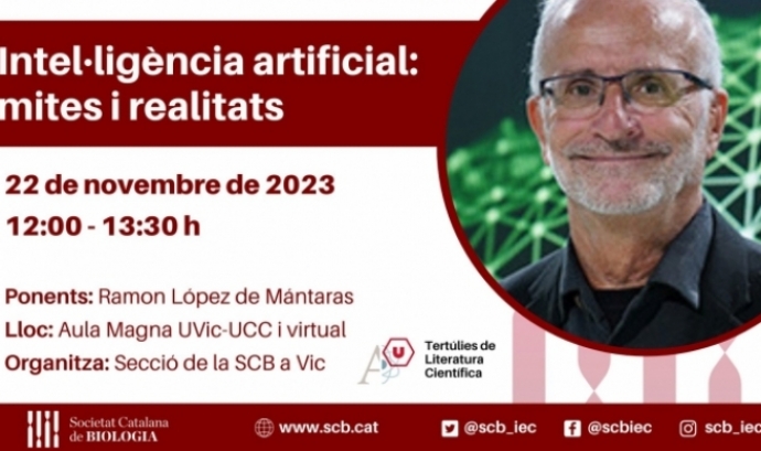 Cartell promocional, amb imatge del ponent principal: Ramon López de Mántaras. Xarxes Socials de la Societat Catalana de Biologia